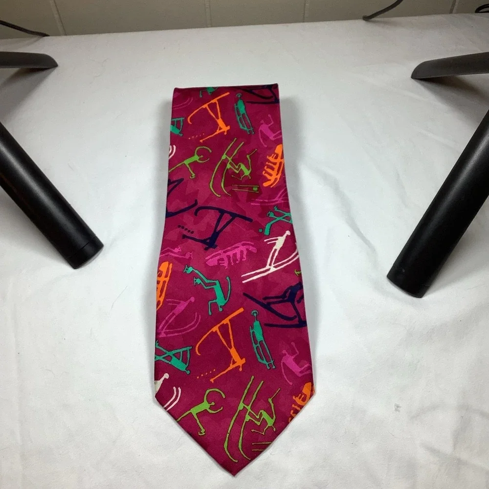 Lillehammer 94 Winter‎ Olympics 1994 Silk Tie Skiing Magenta